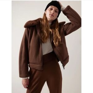 Athleta Westbound Sherpa Brown Jacket Size Medium